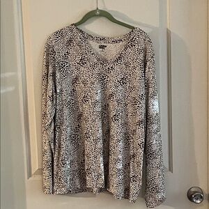 Lands' End Brown and Beige Leopard Print Top